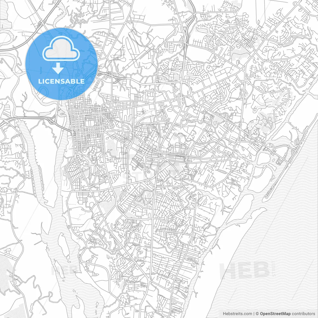 Wilmington, North Carolina, USA, bright outlined vector map