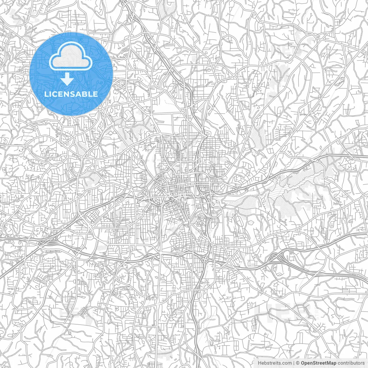 Winston–Salem, North Carolina, USA, bright outlined vector map