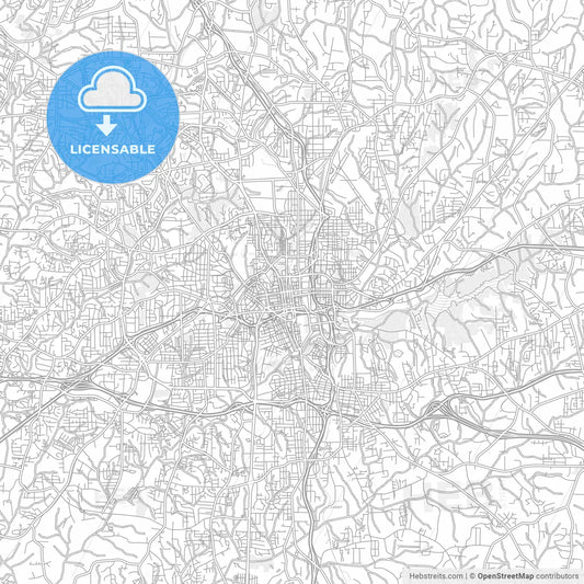 Winston–Salem, North Carolina, USA, bright outlined vector map