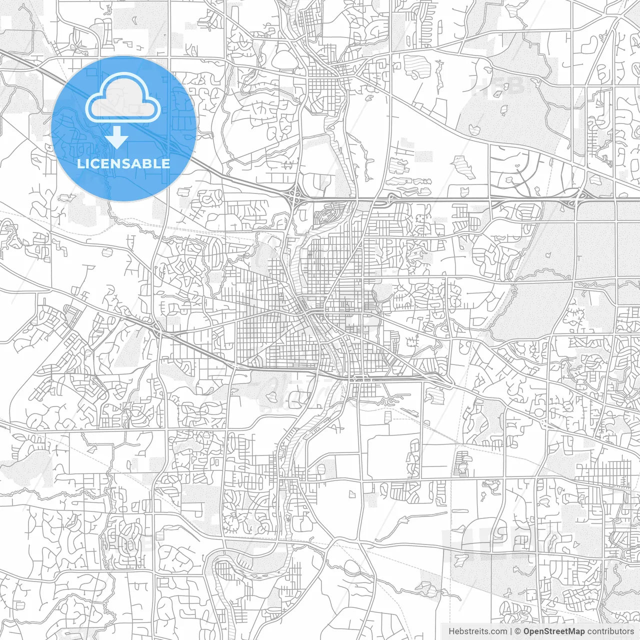 Elgin, Illinois, USA, bright outlined vector map