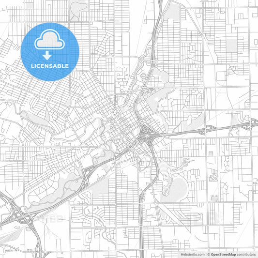 Flint, Michigan, USA, bright outlined vector map