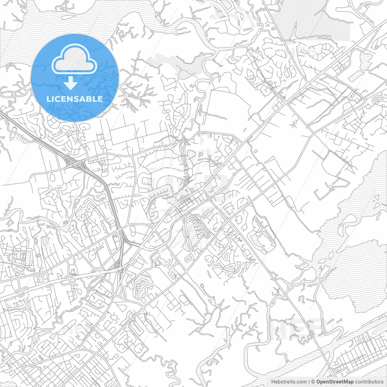 Mount Pleasant, South Carolina, USA, bright outlined vector map