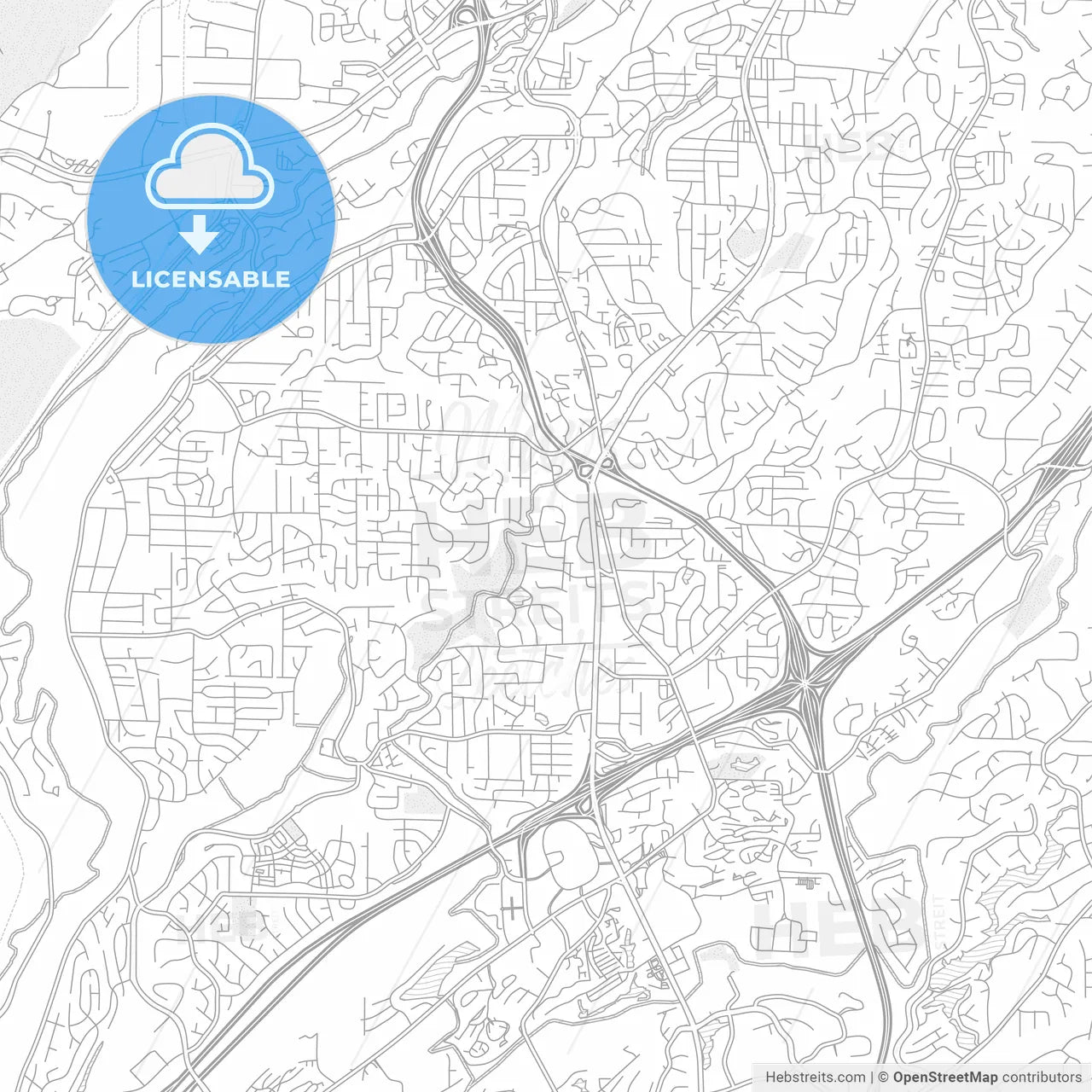 Hoover, Alabama, USA, bright outlined vector map