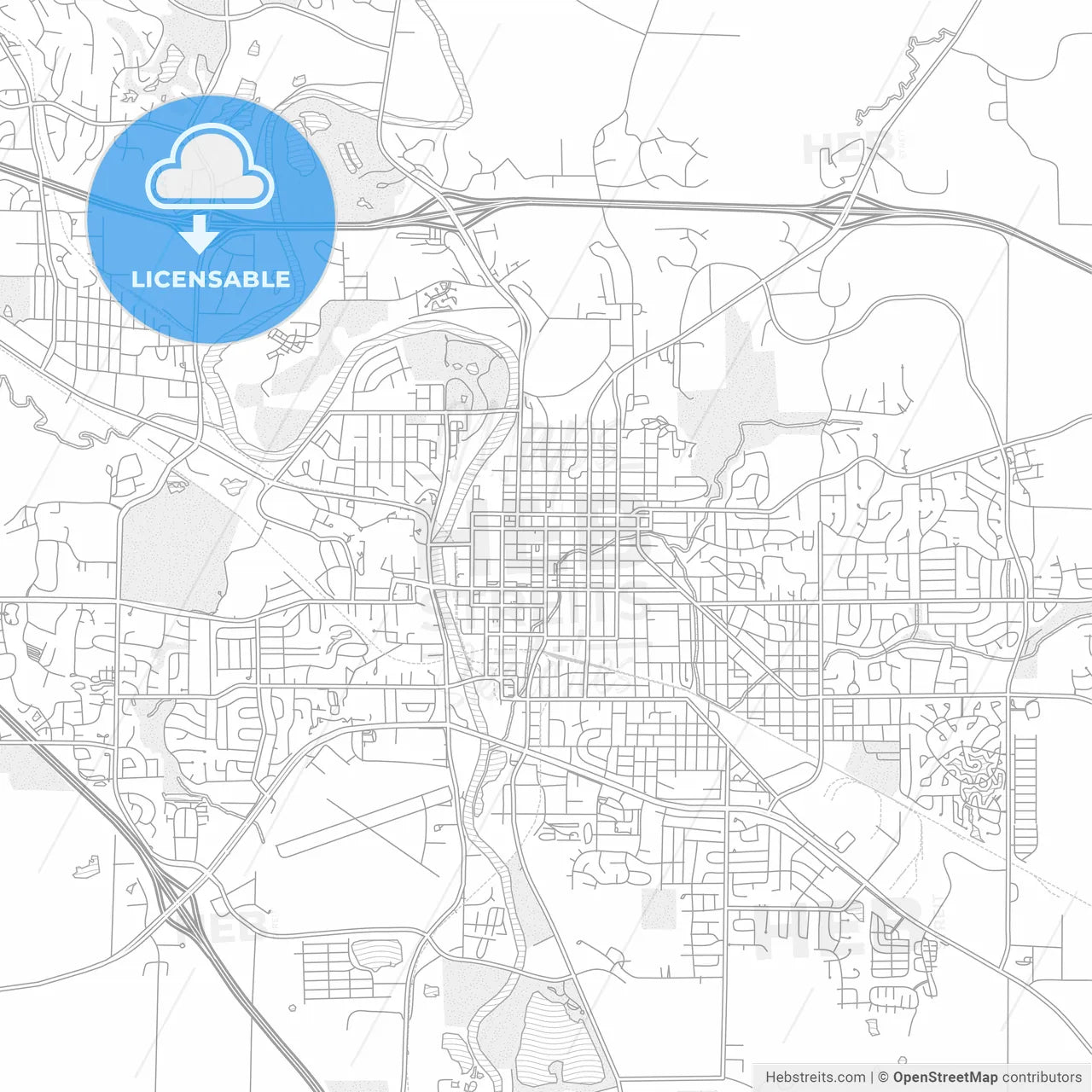 Iowa City, Iowa, USA, bright outlined vector map