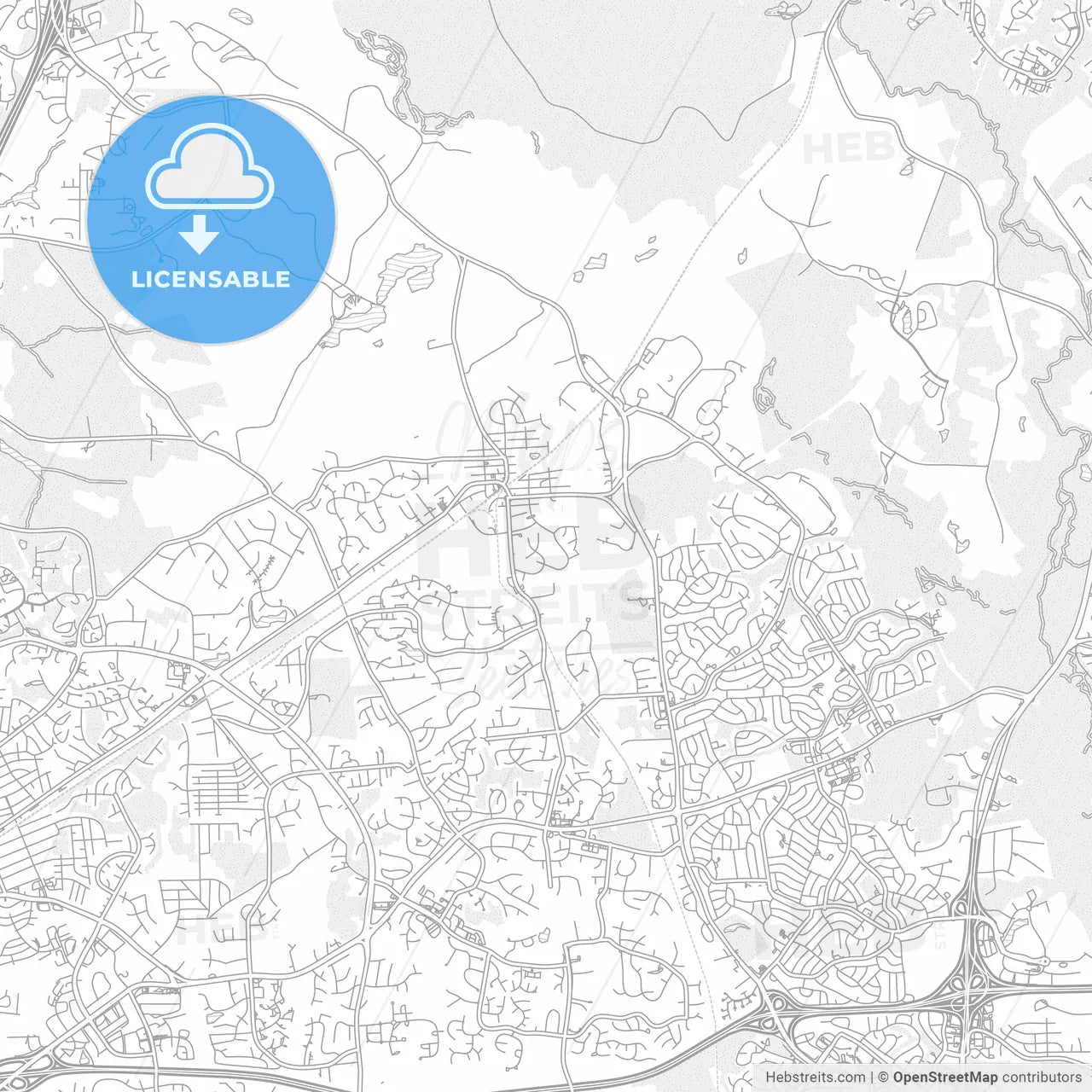 Bowie, Maryland, USA, bright outlined vector map