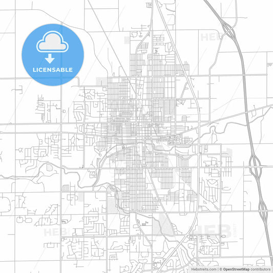 Kokomo, Indiana, USA, bright outlined vector map