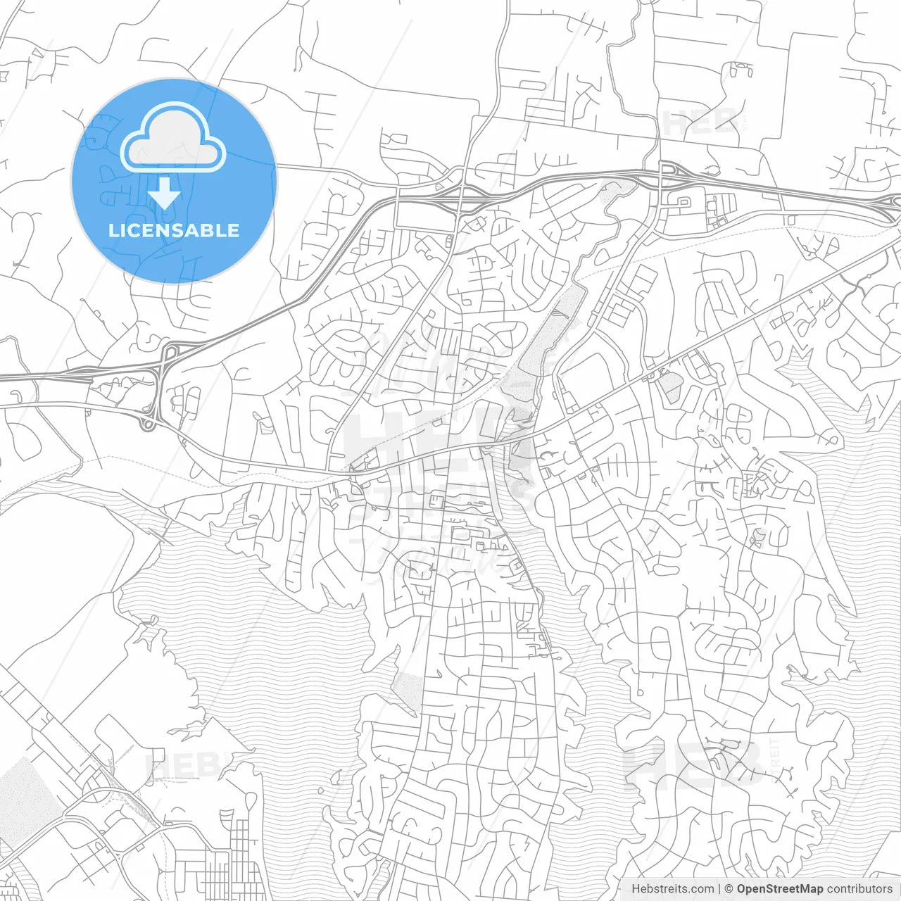 Hendersonville, Tennessee, USA, bright outlined vector map