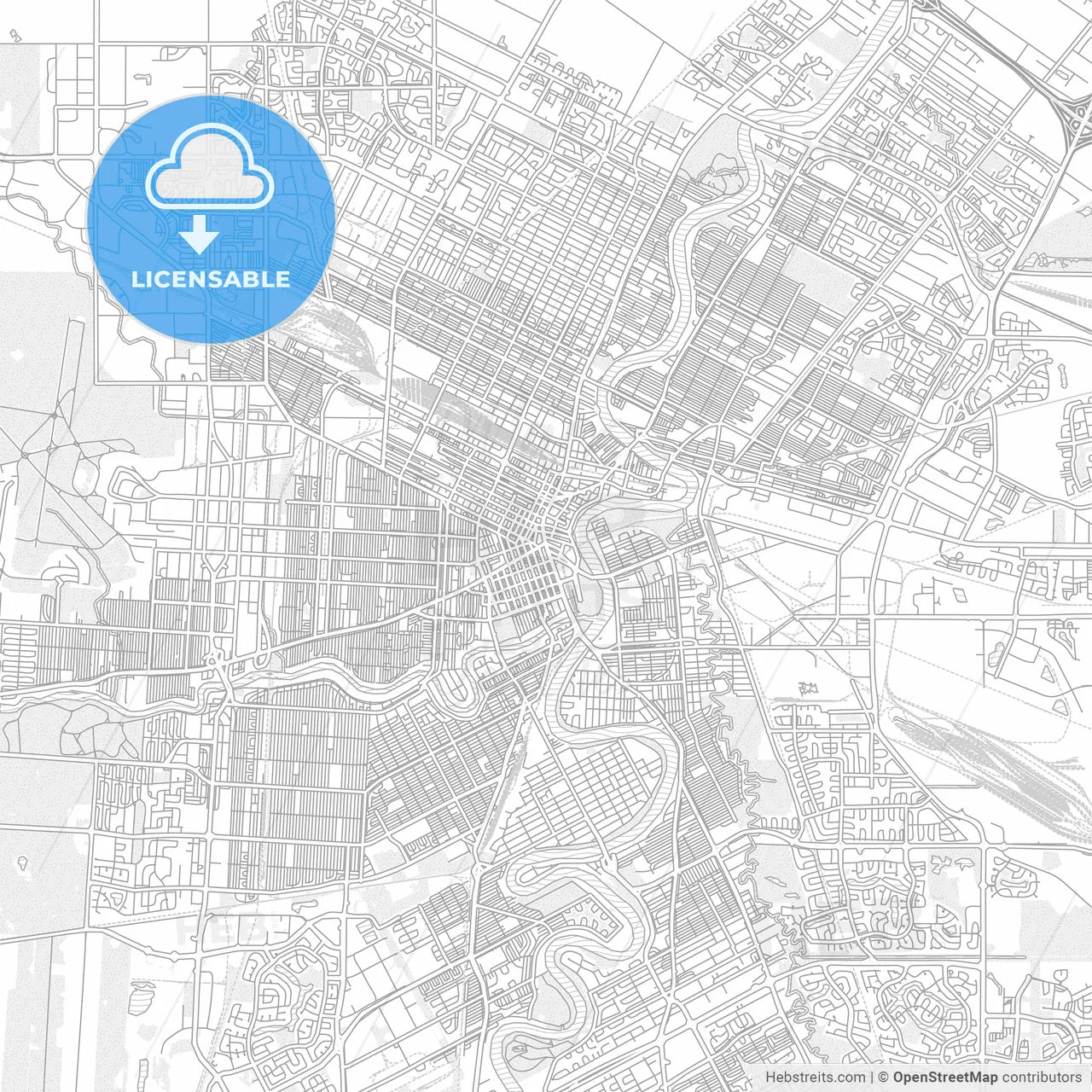 Winnipeg, Manitoba, Canada, bright outlined vector map