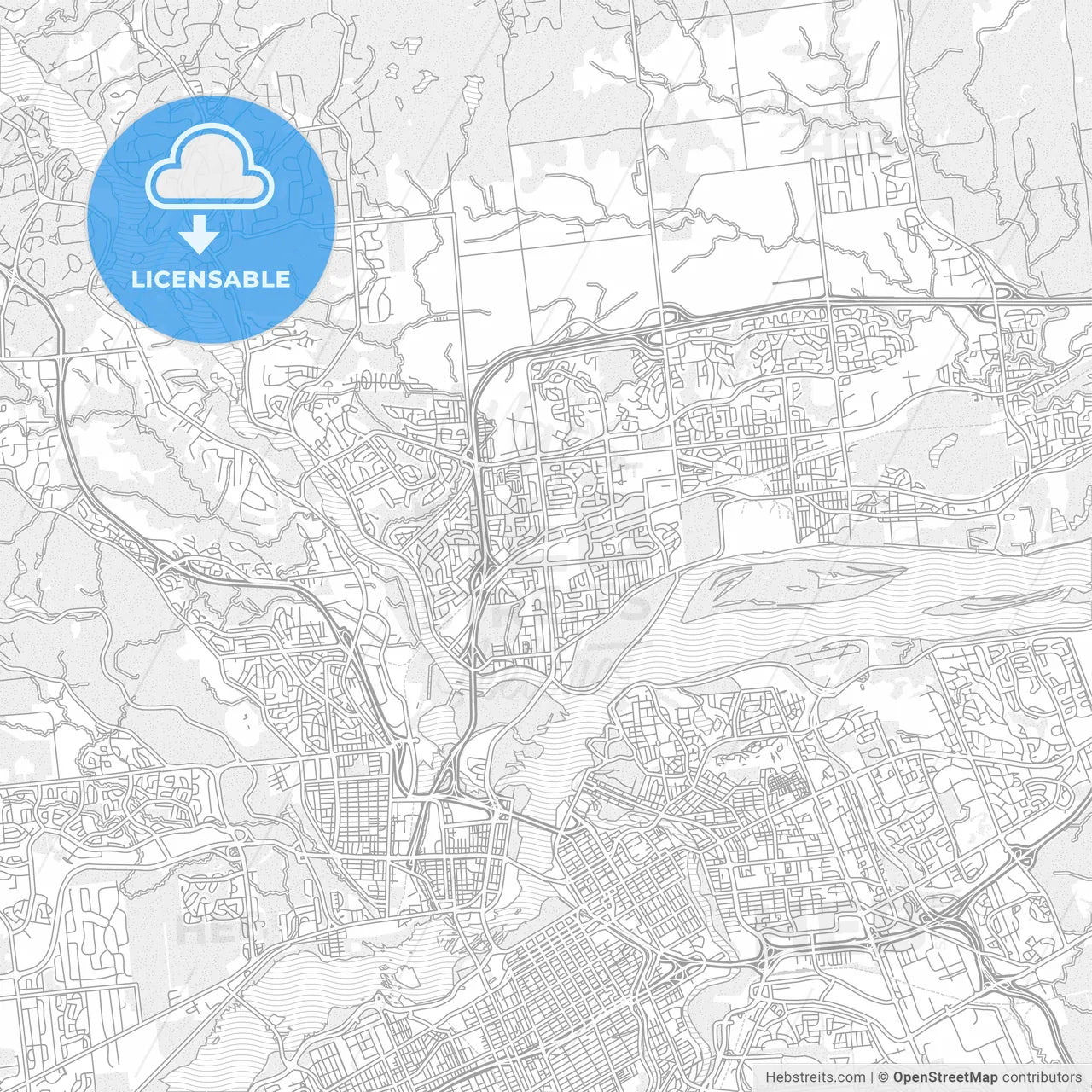 Gatineau, Quebec, Canada, bright outlined vector map