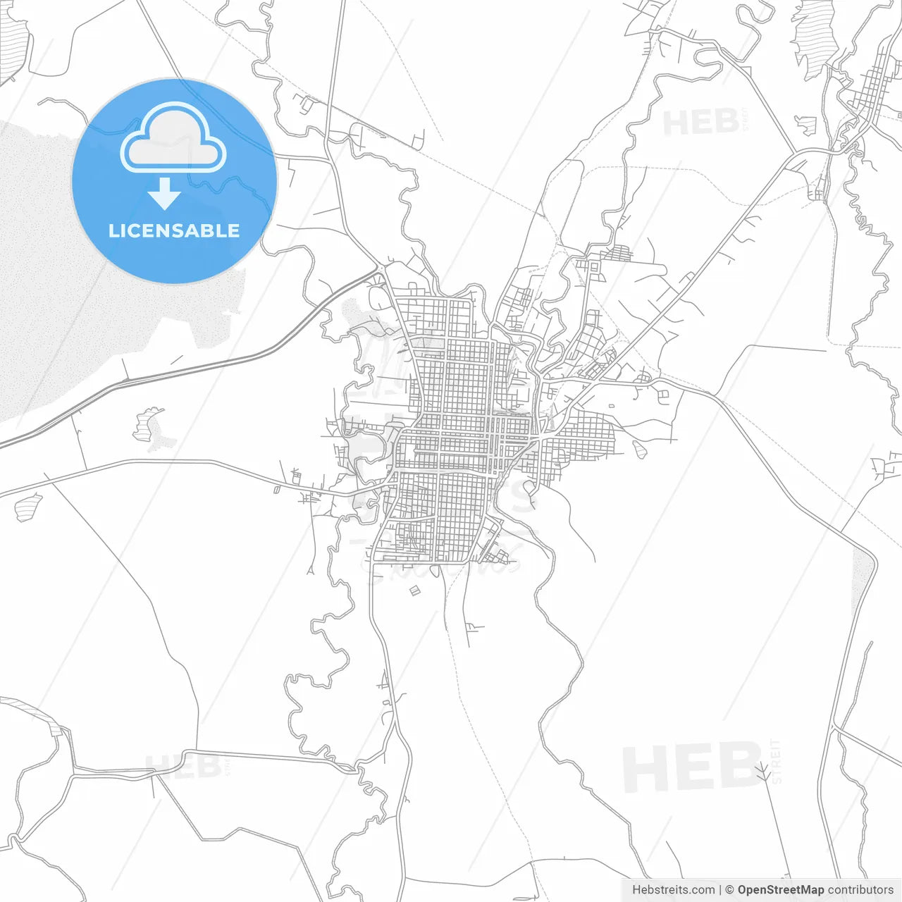 Guantánamo, Guantánamo, Cuba, bright outlined vector map