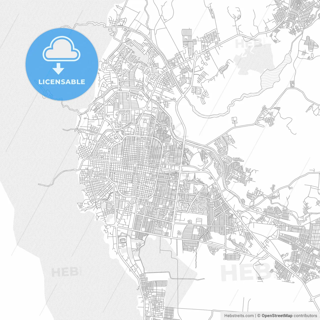 San Pedro Sula, Cortés, Honduras, bright outlined vector map
