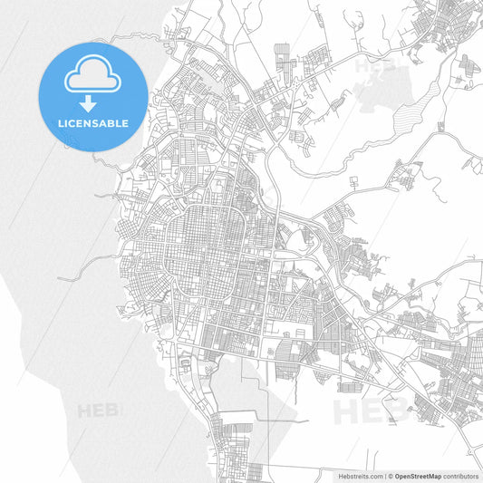 San Pedro Sula, Cortés, Honduras, bright outlined vector map