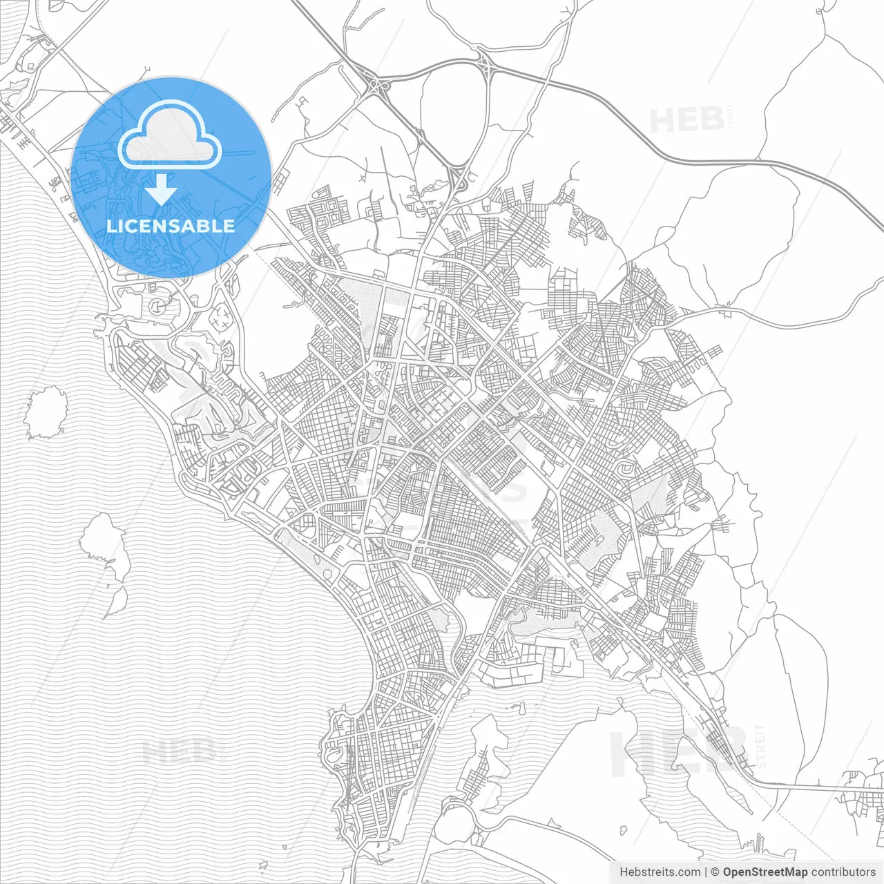 Mazatlán, Sinaloa, Mexico, bright outlined vector map