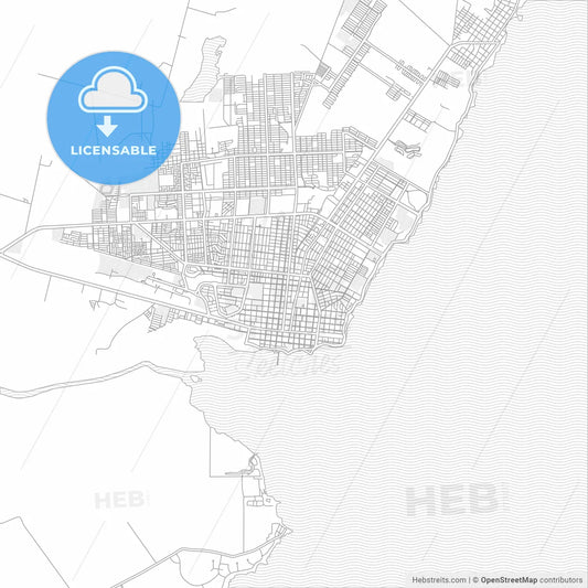 Chetumal, Quintana Roo, Mexico, bright outlined vector map