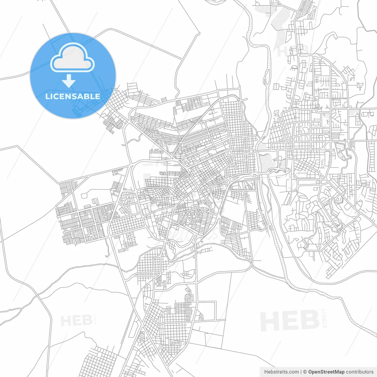 Piedras Negras, Coahuila, Mexico, bright outlined vector map