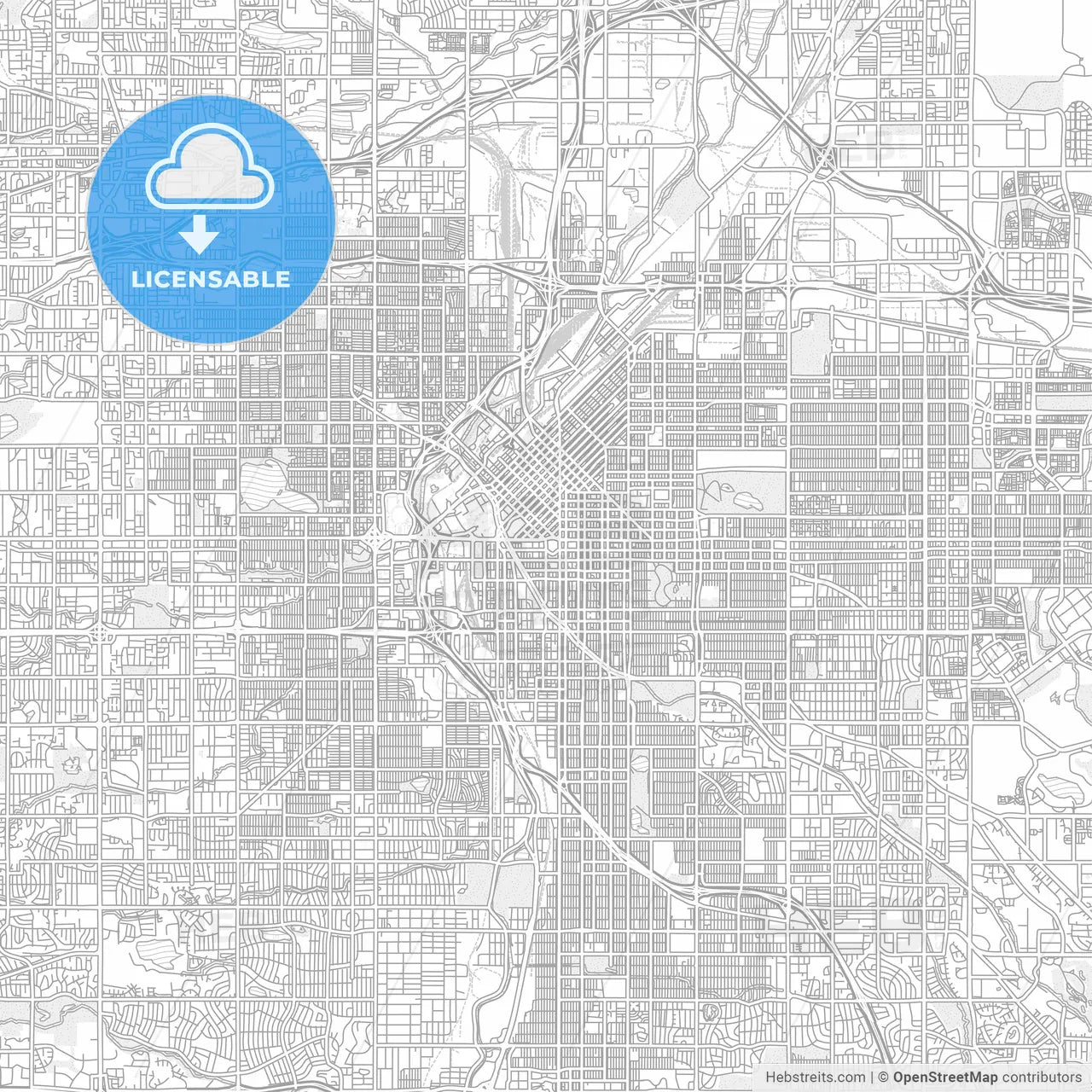 Denver, Colorado, USA, bright outlined vector map