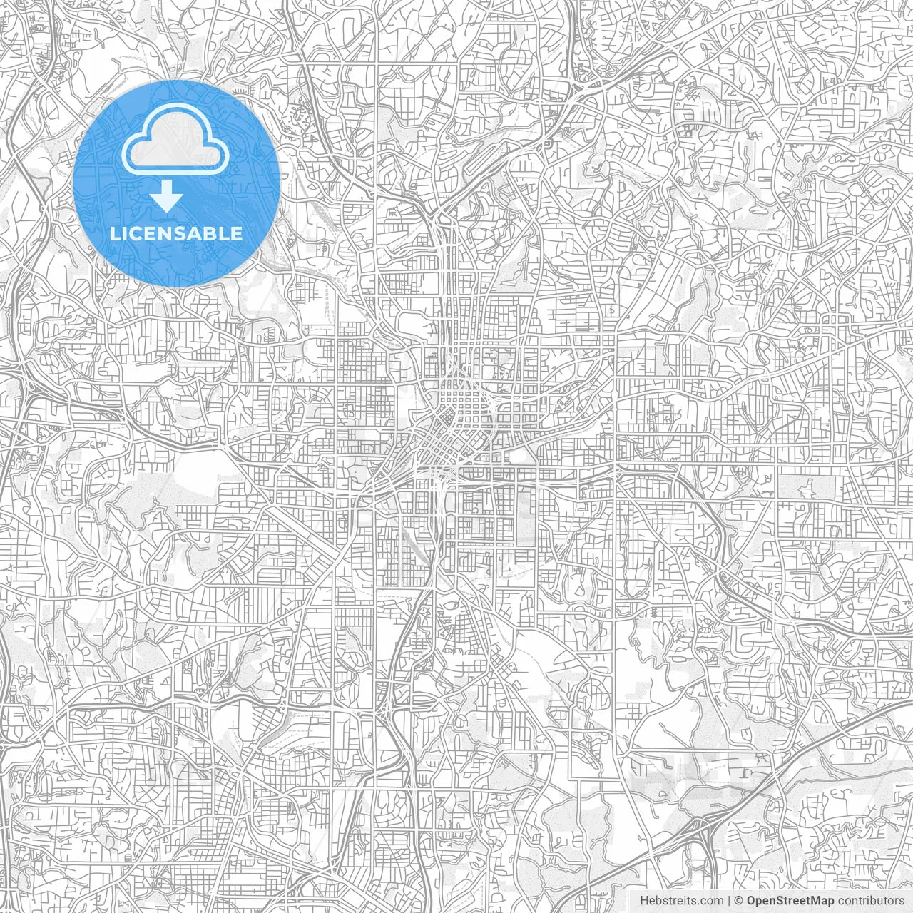 Atlanta, Georgia, USA, bright outlined vector map