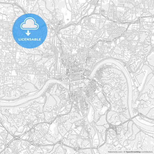 Cincinnati, Ohio, USA, bright outlined vector map