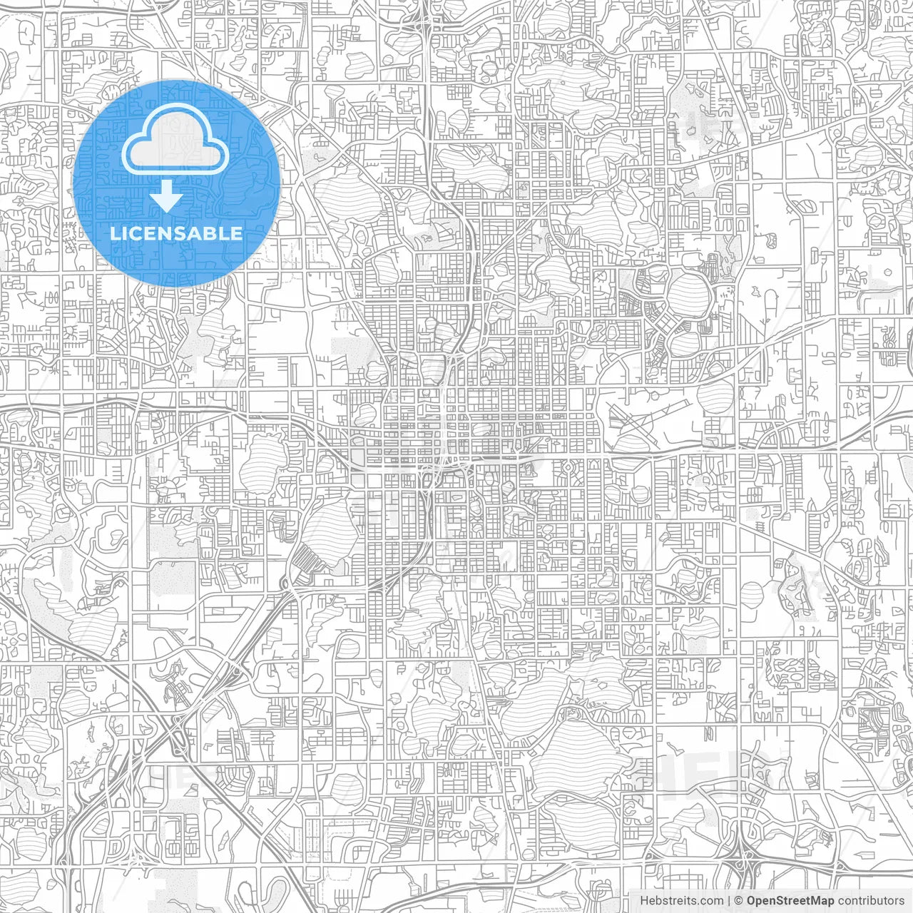 Orlando, Florida, USA, bright outlined vector map