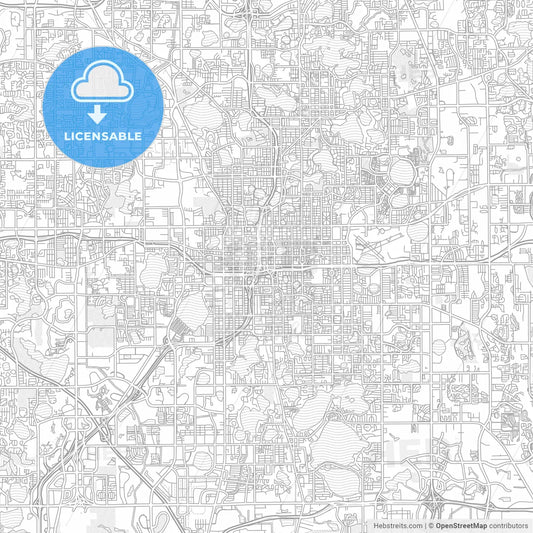 Orlando, Florida, USA, bright outlined vector map