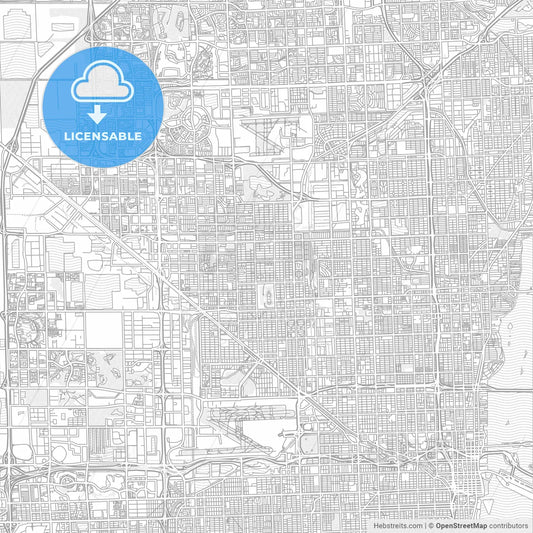 Hialeah, Florida, USA, bright outlined vector map