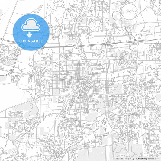Aurora, Illinois, USA, bright outlined vector map