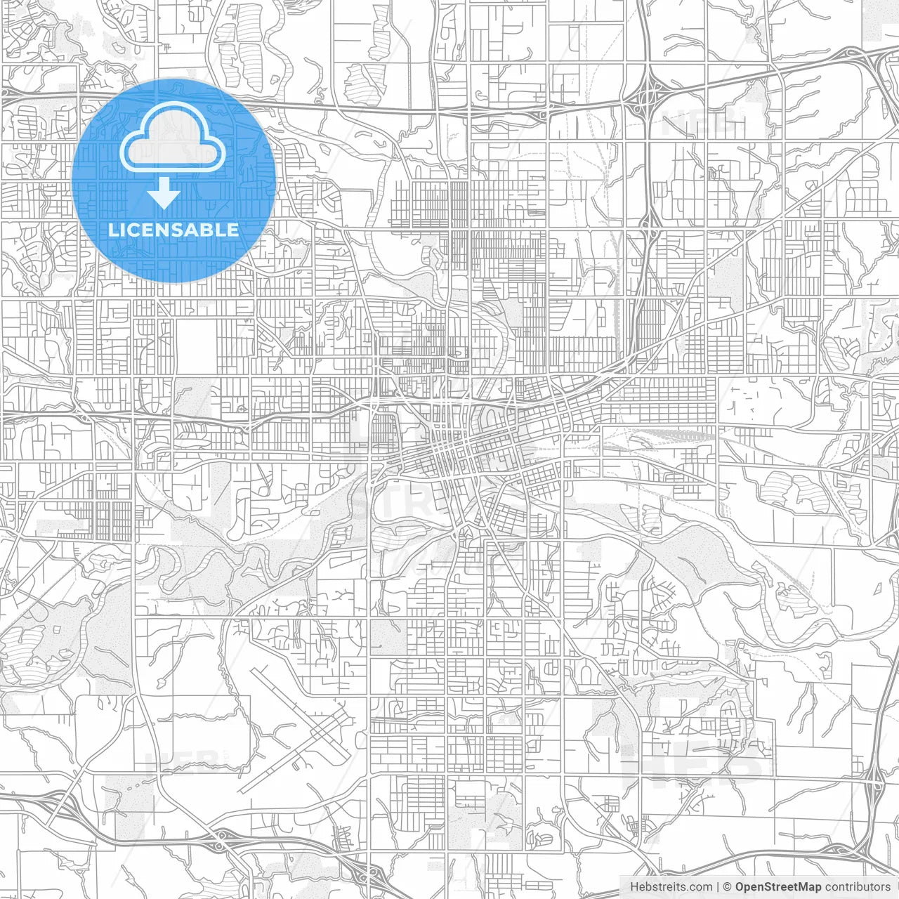 Des Moines, Iowa, USA, bright outlined vector map