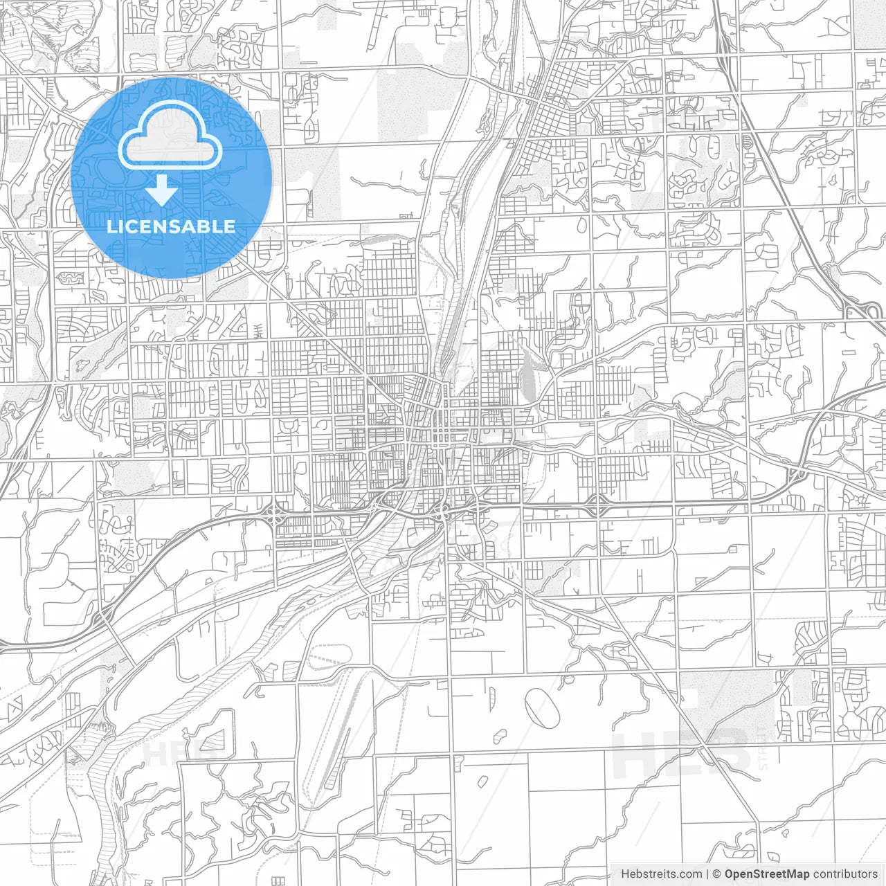 Joliet, Illinois, USA, bright outlined vector map