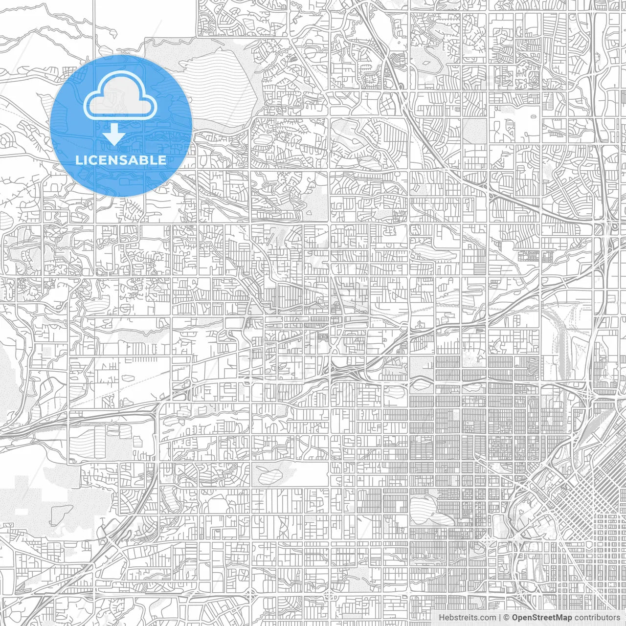 Arvada, Colorado, USA, bright outlined vector map