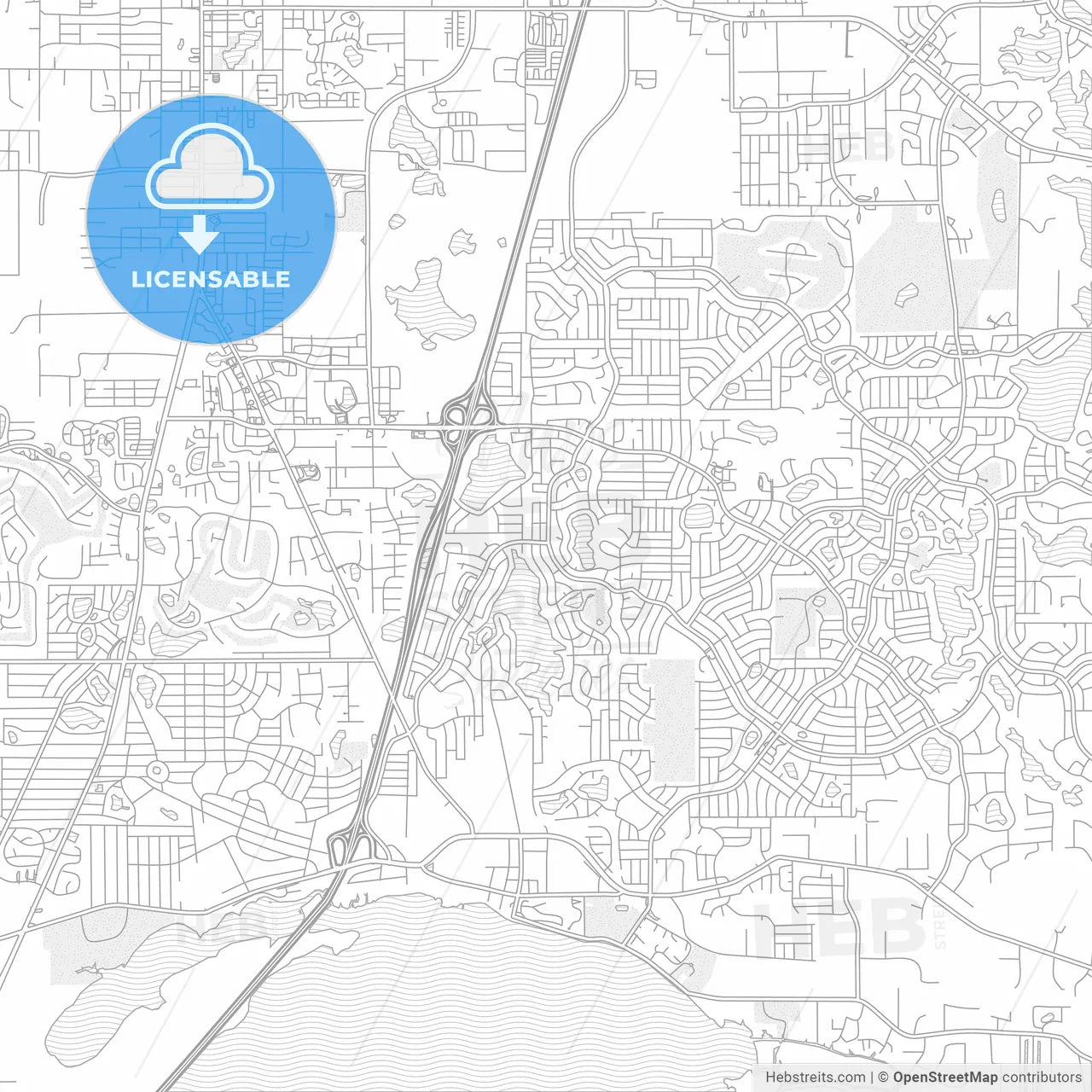 Deltona, Florida, USA, bright outlined vector map
