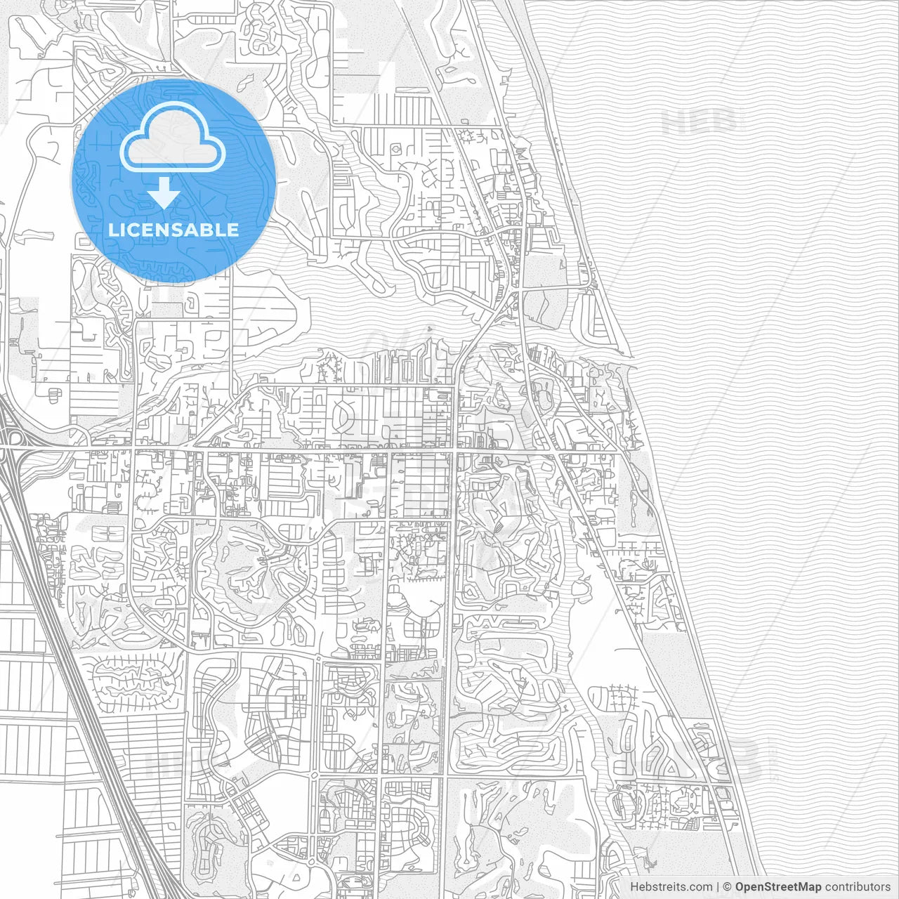 Jupiter, Florida, USA, bright outlined vector map