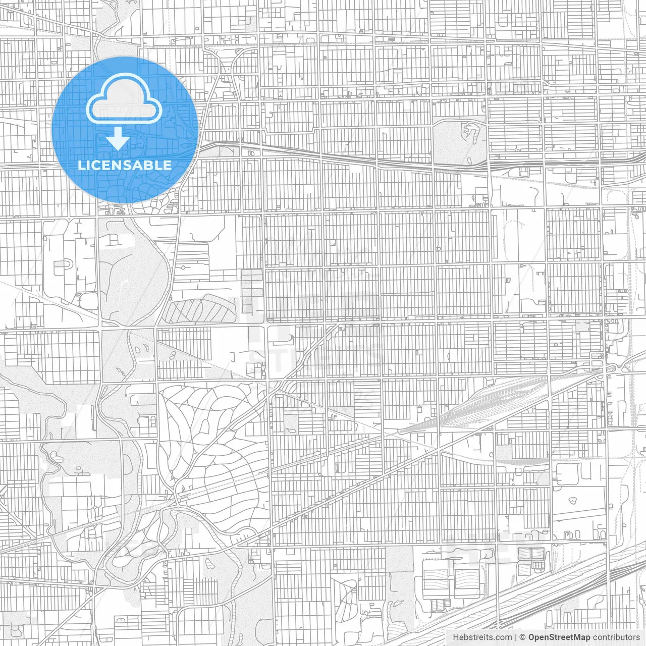 Berwyn, Illinois, USA, bright outlined vector map