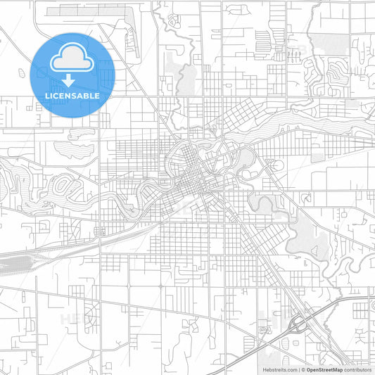 Elkhart, Indiana, United States of America, bright outlined vector map