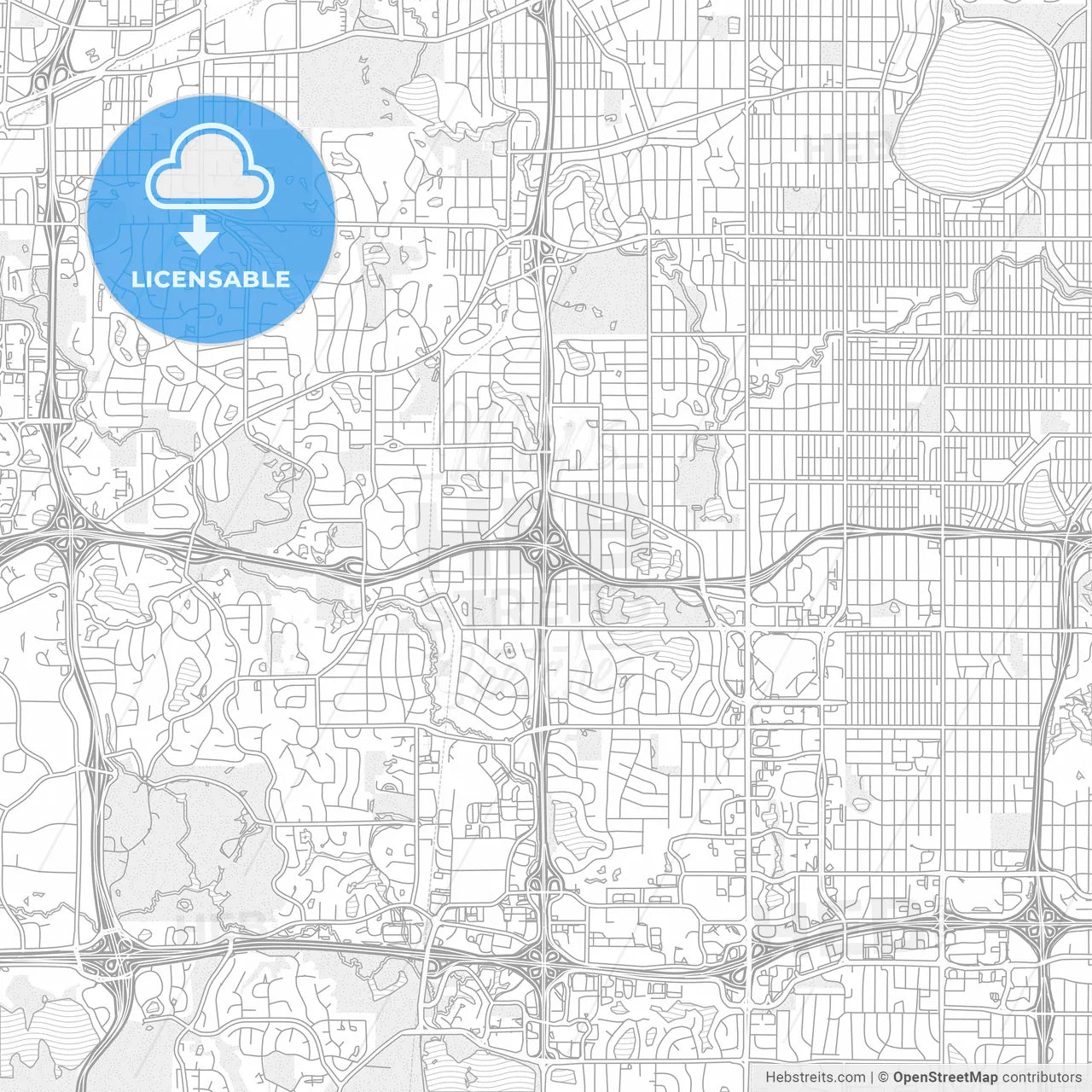 Edina, Minnesota, United States of America, bright outlined vector map