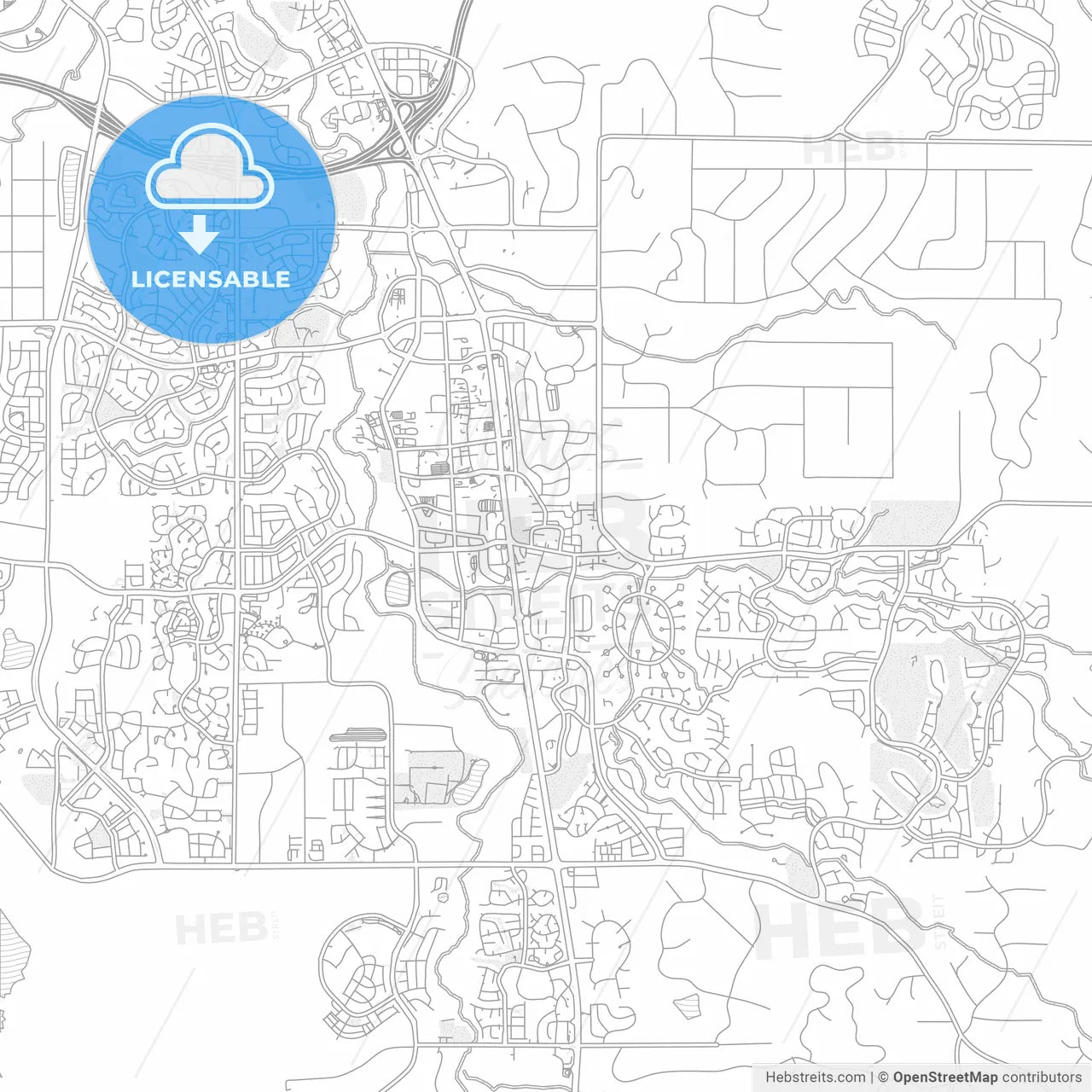 Parker, Colorado, United States of America, bright outlined vector map