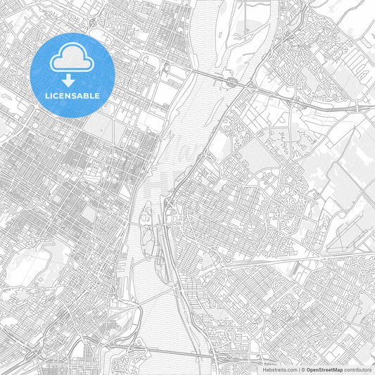 Longueuil, Quebec, Canada, bright outlined vector map