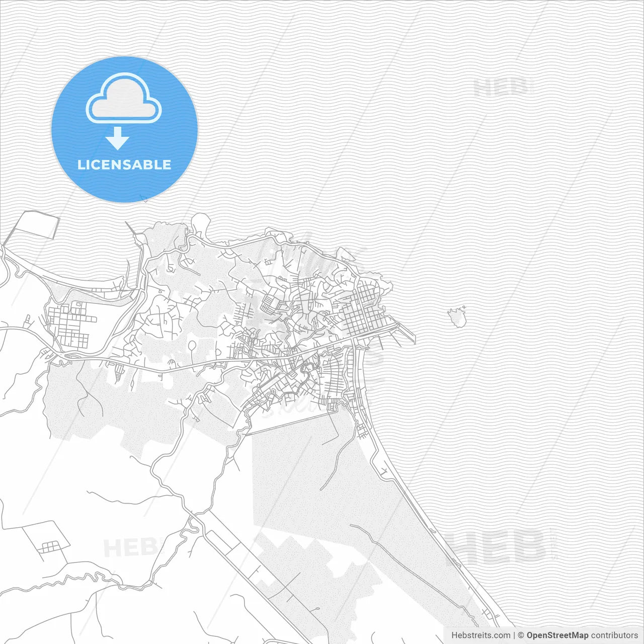 Limón, Limón, Costa Rica, bright outlined vector map