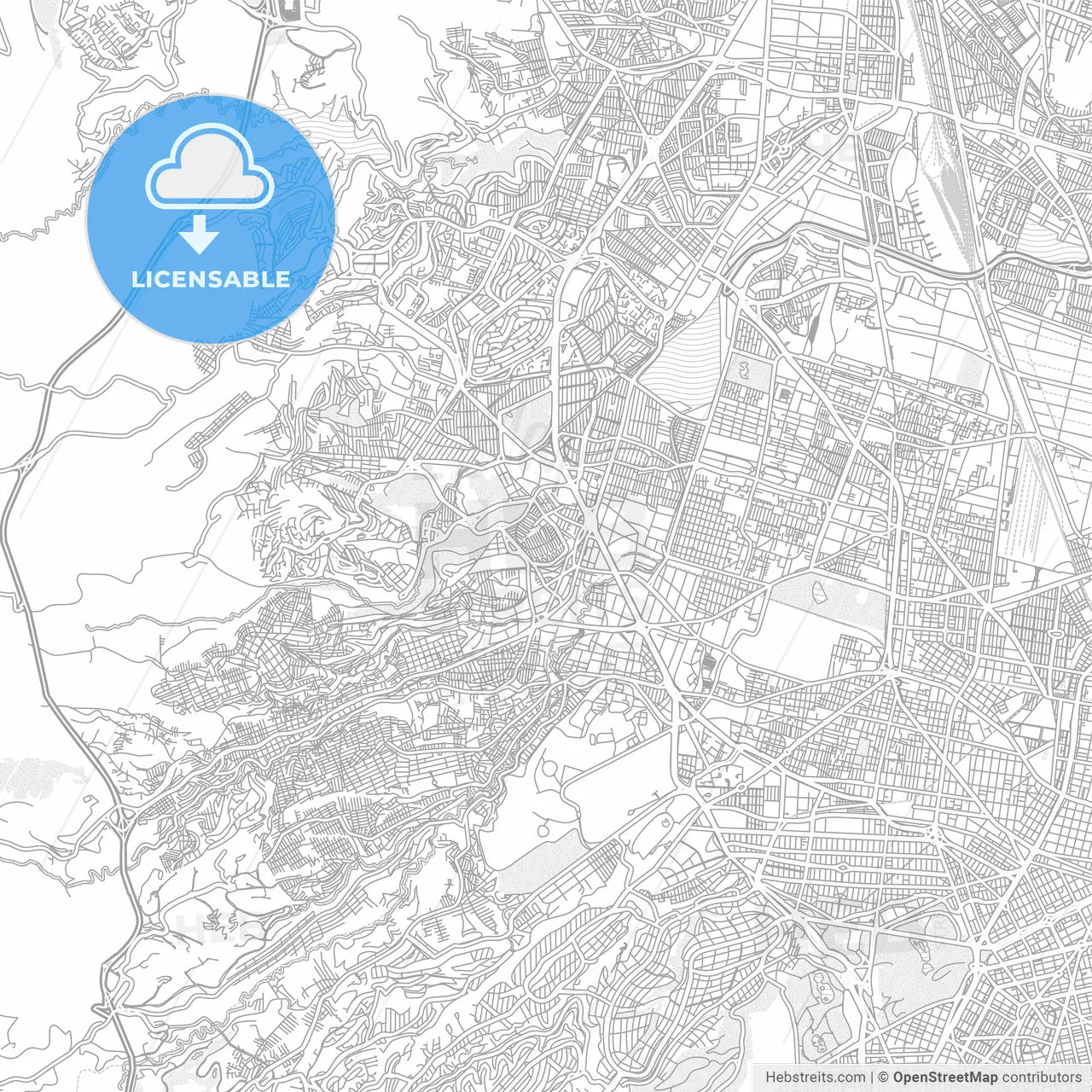 Naucalpan, Mexico, bright outlined vector map