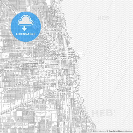 Chicago, Illinois, USA, bright outlined vector map