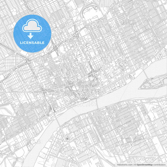 Detroit, Michigan, USA, bright outlined vector map