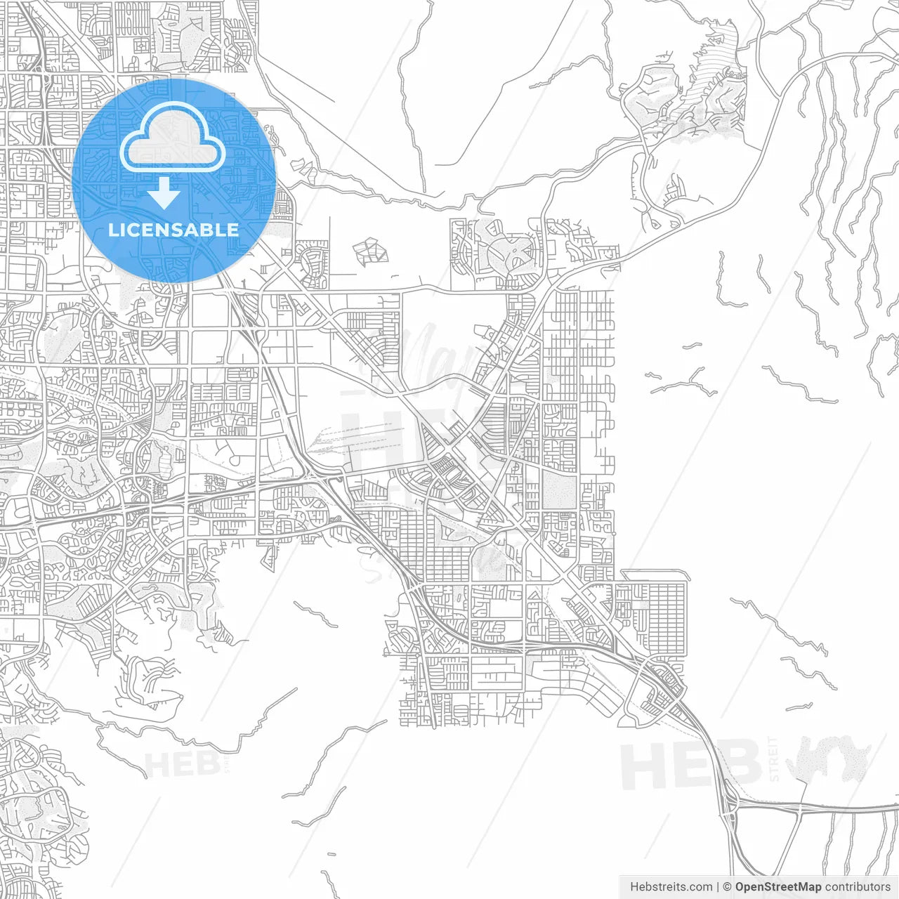 Henderson, Nevada, USA, bright outlined vector map