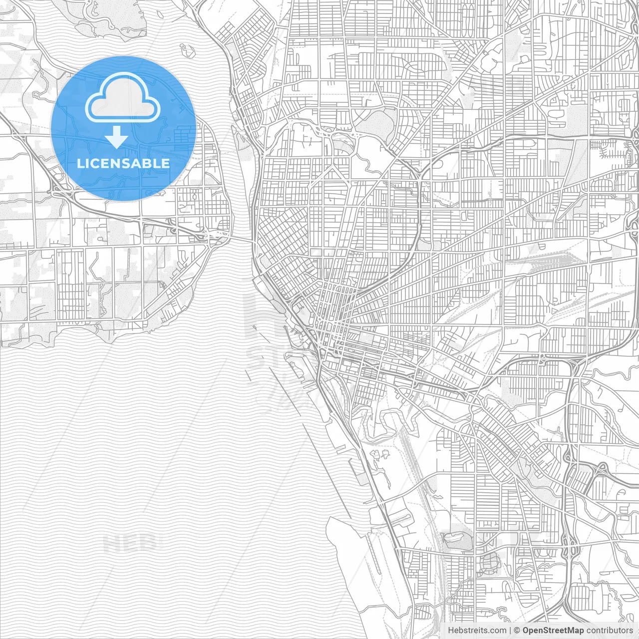 Buffalo, New York, USA, bright outlined vector map