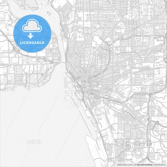 Buffalo, New York, USA, bright outlined vector map