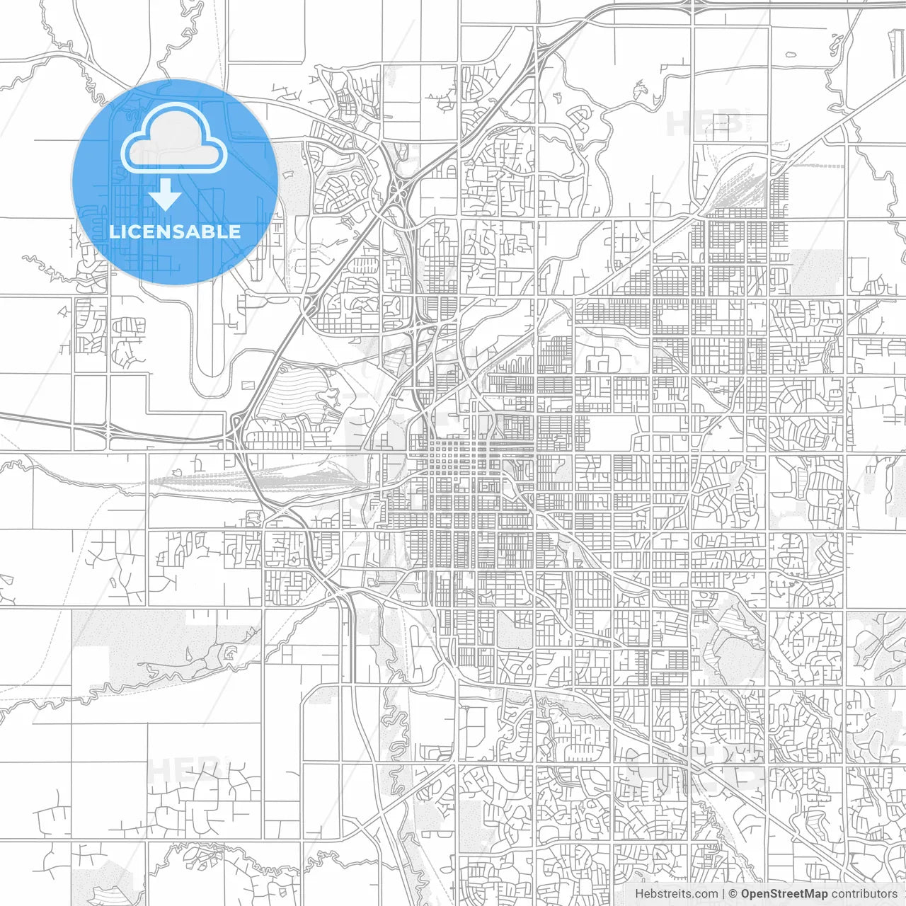 Lincoln, Nebraska, USA, bright outlined vector map