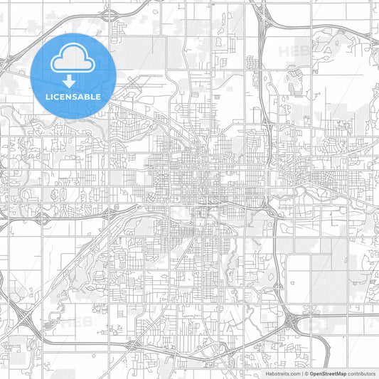 Lansing, Michigan, USA, bright outlined vector map