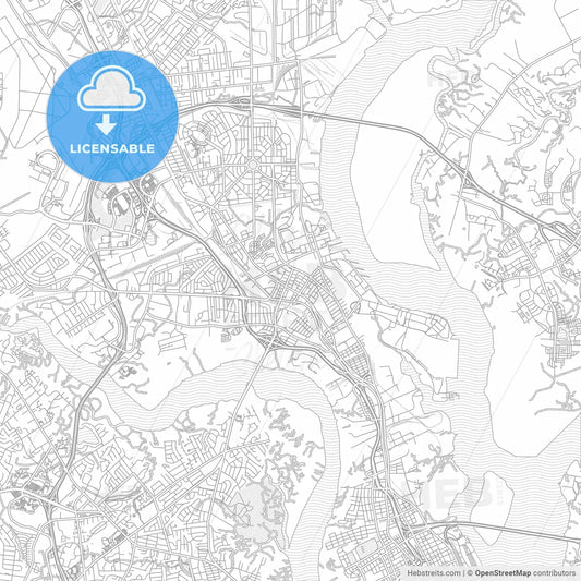 North Charleston, South Carolina, USA, bright outlined vector map