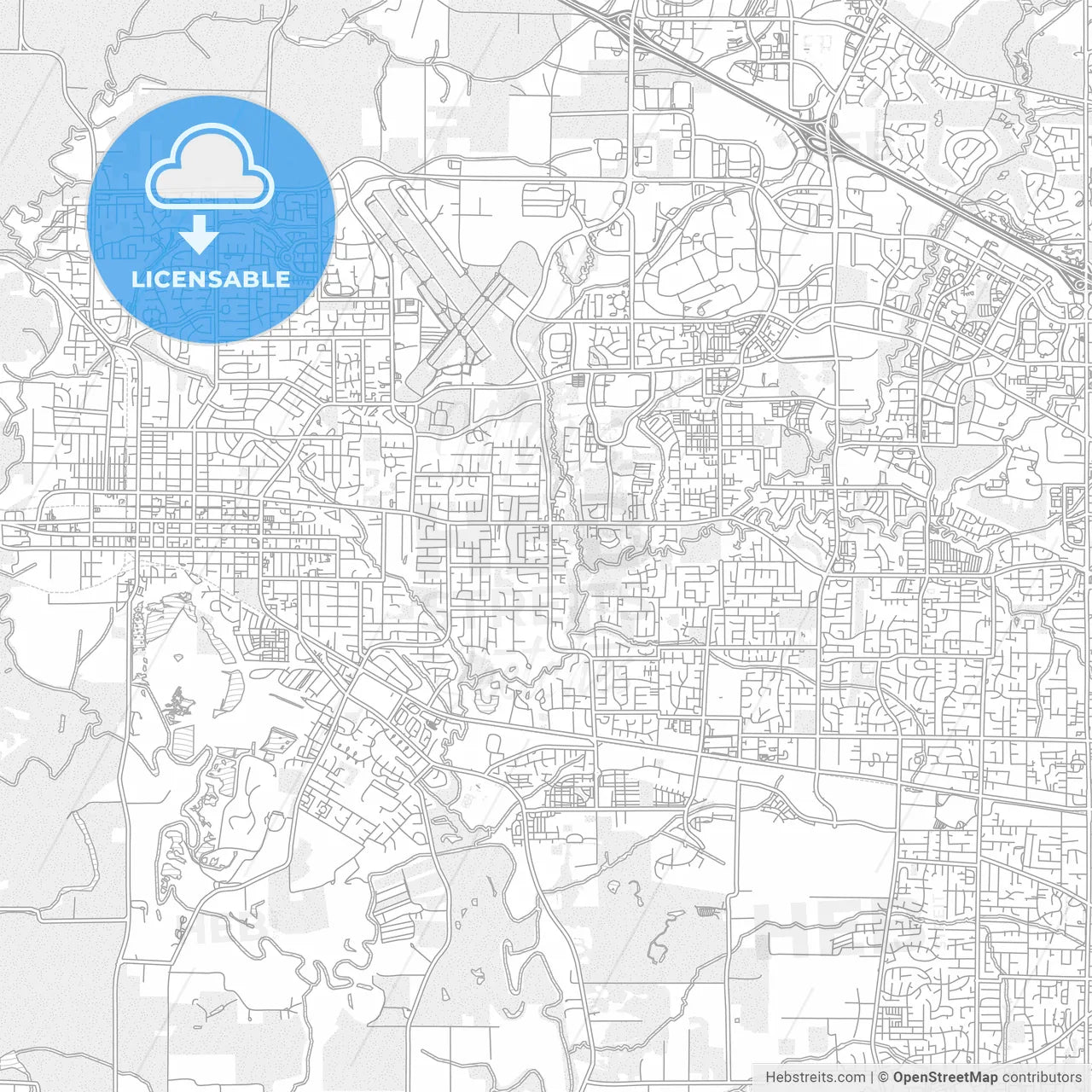 Hillsboro, Oregon, USA, bright outlined vector map