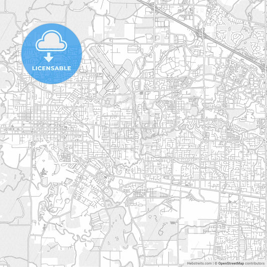 Hillsboro, Oregon, USA, bright outlined vector map