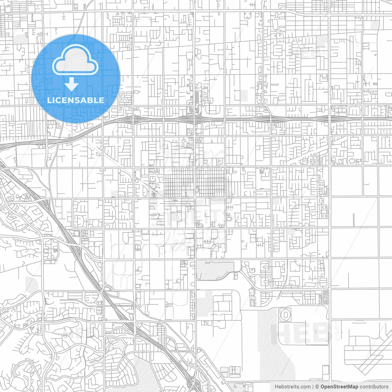 Chino, California, USA, bright outlined vector map