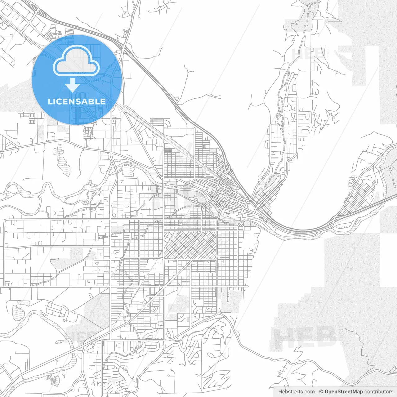 Missoula, Montana, USA, bright outlined vector map